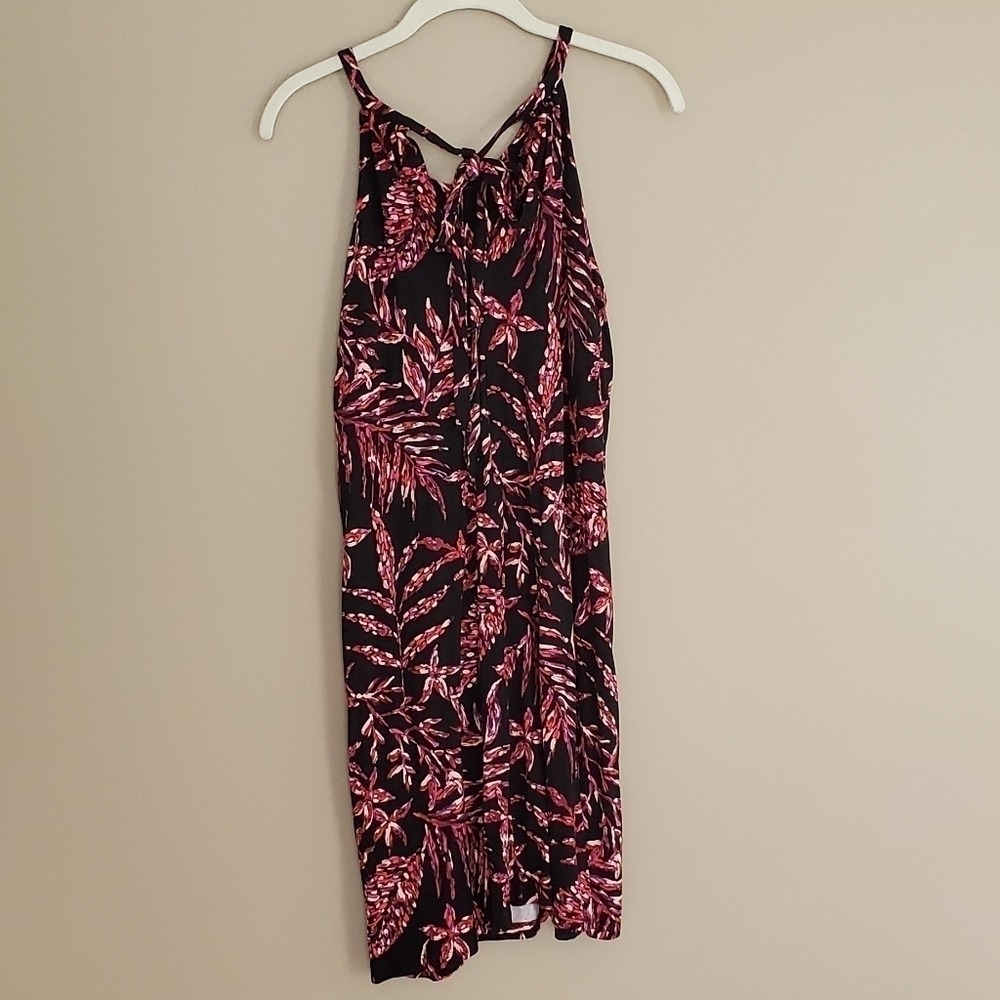 Artisan NY Dress Women's Size M Black Dark Floral Halter Racerback Shelf Bra - Picture 2 of 9